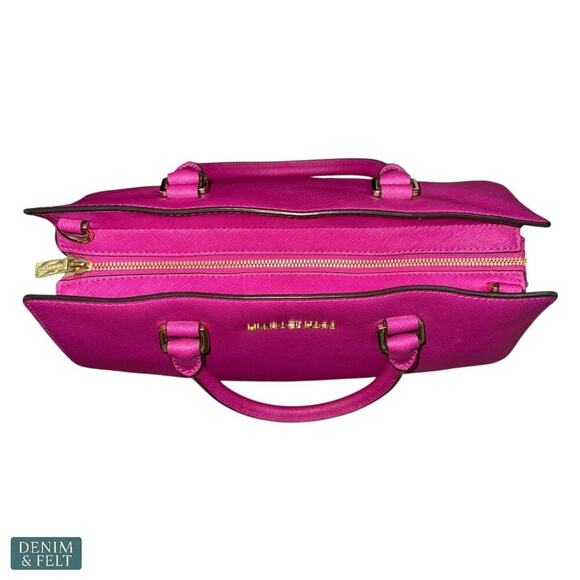 Michael Kors Selma Large Saffiano Leather Satchel Tote Bag Fuchsia Pink - Picture 8 of 14